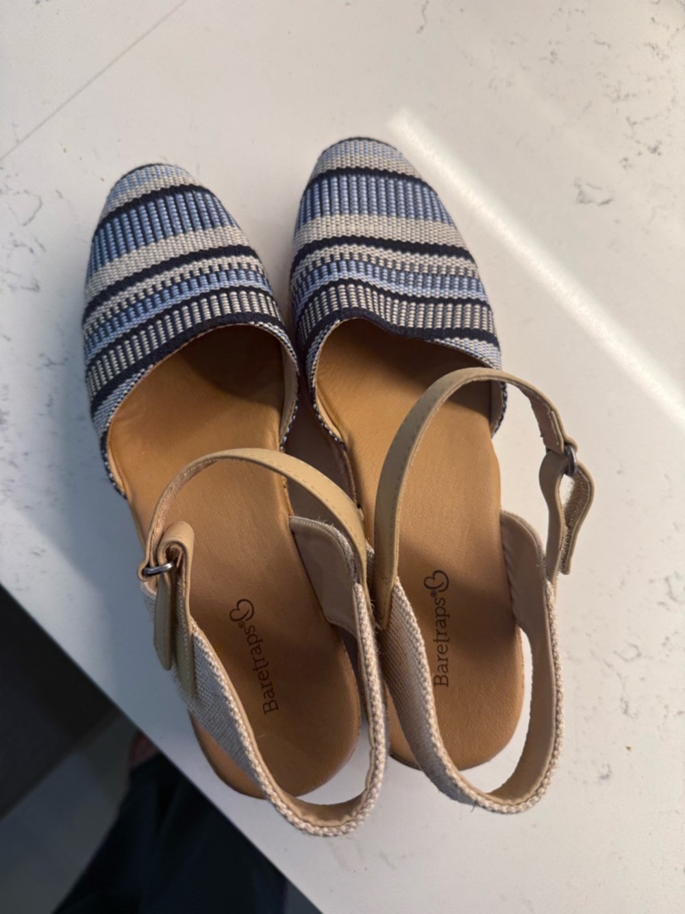Baretraps Blue Stripe espadrille wedge 2”